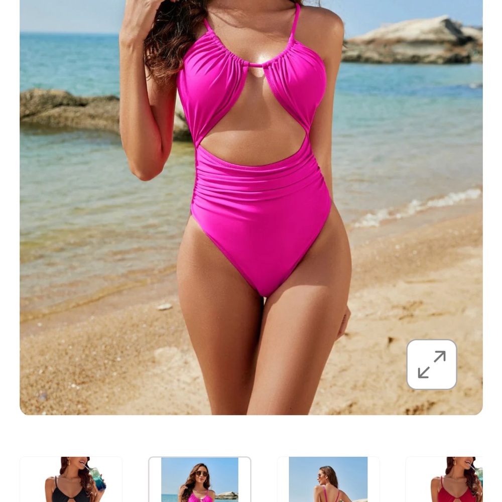 Vibrant Pink One Piece Swimsuit with Twist-Front Detail